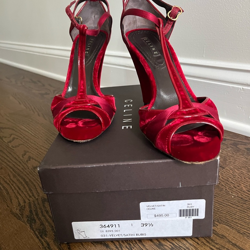 Gorgeous red velvet Celine heels